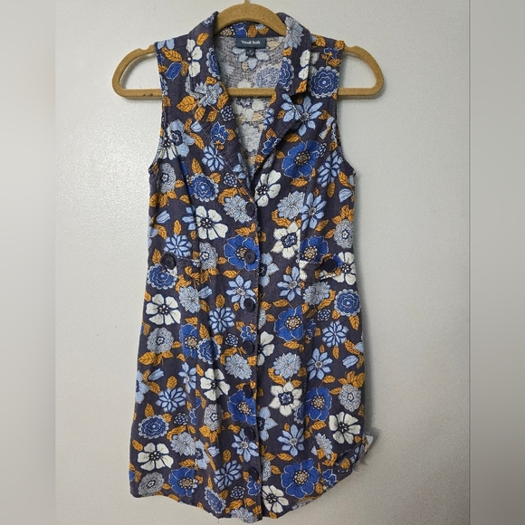ModCloth Coasting Along Dress Women Size 2 Floral Blue Orange Jersey - Picture 1 of 9